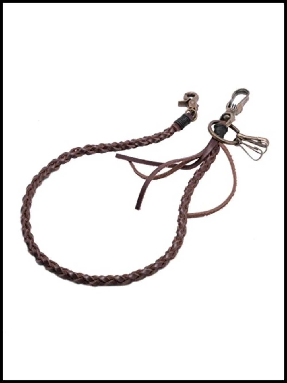Genuine Leather Braided Wallet Key Chain Biker Punk with Trigger Snap for Men